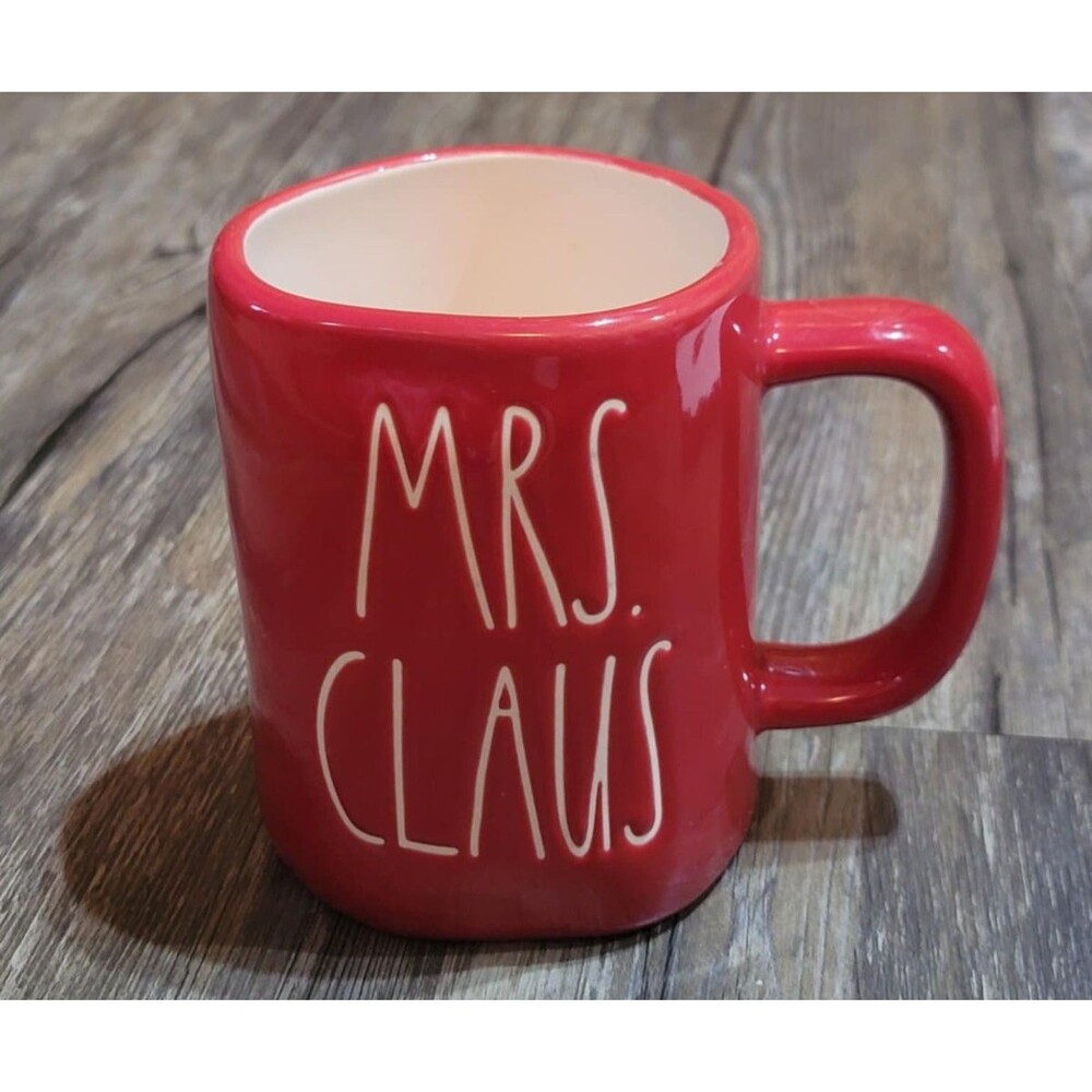 Rae Dunn Red Mrs. Claus Holiday Christmas Ceramic Mug Artisan Collection Magenta